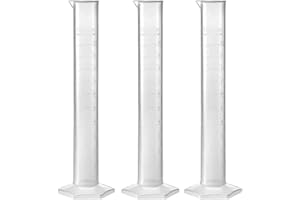 Recogwood 3Pcs 100ml Plastic Graduated Cylinder, Measuring Cylinder Science Test Tube, Clear Hex Base Flask for Kitchen Lab Home