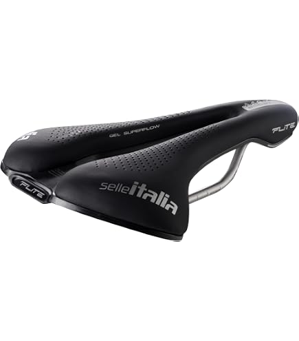 Selle De Vélo De Route Selle Italia FLITE TM Flow Noir - Rail Manganèse - Dimensions 275x145 Mm - Neuve