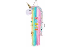 Febbya Rangement pour Accessoires de Cheveux,Licorne Organiseur d'accessoires pour Cheveux Support de Bandeau en Forme de Nuage,Organiseur Mural pour Pinces à Cheveux et Nœuds