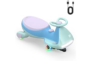 FanttikRide N7 Pro Children's Electric Car, Slide Car with Pedal, Type C Rechargeable Battery, Children's Car, 2 Speed Tilt Protection, Luminous Wheels, Bluetooth, for Children from 3 Years, Glacier