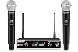 D Debra UHF UBR-102 microfono senza fili con doppio microfono cordless portatile, portata 80m, anti-rumore, per chiesa, riunioni, karaoke, matrimoni (2 microfono portatile)
