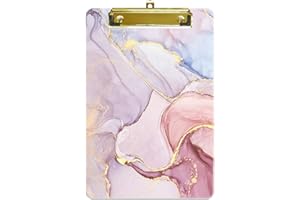 Hnogri Portapapeles de plástico pequeño, diseño de moda, tamaño A5, portapapeles para estudiantes, niños, mujeres, oficina, escuela, mini portapapeles tamaño 6 "x 9", Mármol rosa