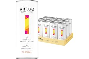 Virtue Yerba Mate – Boisson Énergisante Naturelle – Sans Sucre, Sans Calories, Végétalien, Sans gluten, Cétogène, Vitamine B (Fruits Tropicaux)