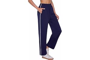 Jahetuul Pantalon Jogging Femme Pantalons de Sport en Coton Survetement Femme avec Poche Pantalon Taille Elastique Large Sportswear Femme Respirant pour Running Fitness S-XXL