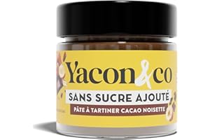 YACON&CO Pâte à Tartiner Cacao Noisette 200g - Bio, saine, faible en sucre, riche en Prébiotiques, Fibre et Oméga-3, Source de protéines - IG le plus bas du marché - Fabriqué en France