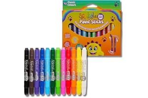 Little Brian Paint Sticks For Kids - 12 Pack Assorted Colours, Scribble and Fine Painting - Mess-Free, Easy Clean Up, Fast Drying Action, Vibrant Colours, Multi-Surface, Twist & Paint