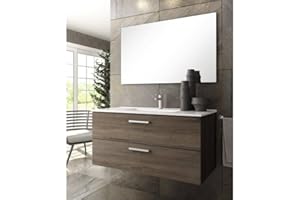 Aquore Mueble de Baño Suspendido con 2 Cajones, Mallorca, Incluye Lavabo Cerámico | Conjunto de Baño Mallorca Suspendido (Britania, 60 x 45 x 48 cm)