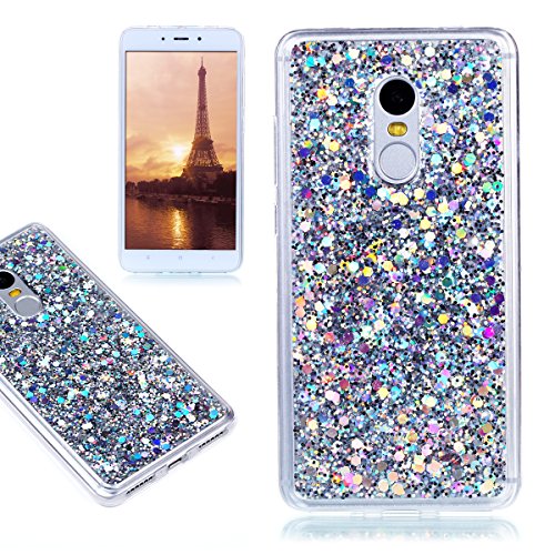 Funda Xiaomi Redmi Note 4  E-Lush Carcasa  Crystal  Bling Purpurina llamativa Silicona Funda Protectora Dura Anti-rasgu  o y a Prueba de Golpes Bumper  Semi-transparent Lentejuelas  Ligero Funda para Xiaomi Redmi Note 4
