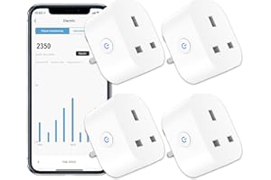 ANTELA Smart Plug with Energy Monitoring, 2,4GHz WiFi Plug with Timer Function, Alexa Voice Control, Smart Life APP Wireless Remote Control, Compatible with Alexa and Google Home, 13A, 4PCS