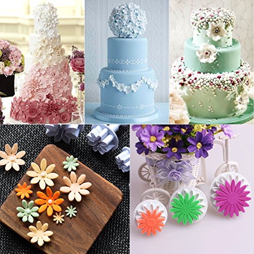BESTOMZ Ausstechformen Fondant Ausstecher DIY Backen Dekorations Kit Stempel Modellierwerkzeug Glätter Kuchen Cutter ZuckerKunst Icing Tool,18Sets/54Pcs - 2
