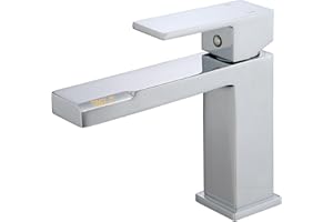 BELZ Bathroom Tap, Bathroom Sink Taps with Spout Height 103 MM, Single Handle Mixer Cold and Hot Water Basin Taps, Water-Saving, Brass Chrome