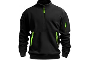 LANUNLLY Sudadera Hombre sin Capucha Media Cremallera Sudaderas Hombres Deportivas Running con Bolsillo SuéterManga Larga Sweatshirt Pullover Casual Holgados Ropa de Trabajo Entretiempo Moda Otoño Invierno