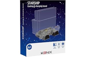 Konix Silver PS4 Docking Station - Dual USB Ports, Built-in Fan, Space-Saving Design