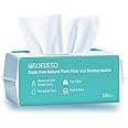 MSOEUESO Soft Dry Wipes Cotton Facial Tissues, 100 Count Disposable Face Towel, Cotton Clean Towels for Sensitive Skin, Facial Cleansing, Makeup Removing, Surface Cleaning