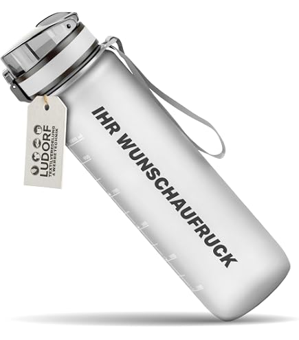 CAMPOS 2.0 Trinkflasche 1 Liter – BPA-frei, Auslaufgehemmt, Mit Trinkverschluss & Handschlaufe, Transparent