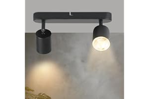 Glitzerlife Ceiling Lights Kitchen Spots - 2 Way LED Matt Black Industrial Ceiling Spotlight Modern Adjustable Rotatable 350° Swivelling GU10 for Lounge Living Room Bedroom Hallway NO Bulbs