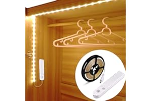 keyaway Striscia Luminosa LED sensore di movimento,Luce LED da guardaroba,Batteria Caricata Luce Notte LED per Armadio,Scale, Corridoio, Cucina, Garage (Luce calda, 2 metri)