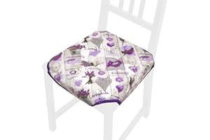 EMMEVI Cojín de poliéster para silla suave de lavanda, universal, con aletas de fijación para silla de cocina, lavable, mod. ROSA171