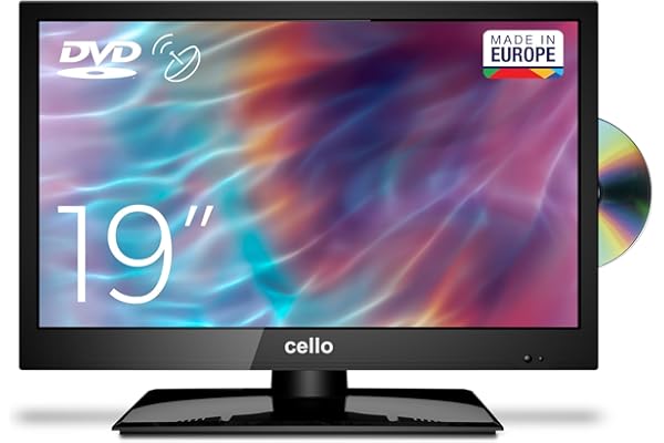 Cello C1920FSDE Téléviseur Compact Non Intelligent de 19 Pouces (Diagonale de 47 cm) Facile à Utiliser – Écran LED Full HD avec Lecteur DVD intégré, DVBT2 S2 et Triple Tuner, modèle 2021