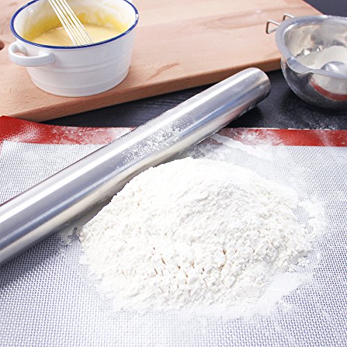 SveBake Edelstahl Nudelholz – Fondant Teigrolle Edelstahl Teigroller Rolling Pin Teigroller Perfekt für Bäcker 30 cm - 6