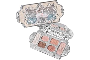 DRQZWP Swan Ballet 6-farbige Make-up-Palette, Lidschatten, Rouge, Hervorhebung und Kontur, Flower Know Make-up-Palette mit 4 matten + 2 schimmernden neutralen Farbtönen (white Swan)
