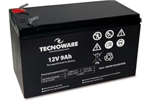 ‎TECNOWARE POWER SYSTEMS Tecnoware Hermetyczna bateria ołowiowa 12V 9Ah - do zasilaczy UPS, systemów monitoringu wizyjnego i systemów alarmowych - Przyłącze Faston 6,3 mm - Wymiary 15,1 x 9,4 x 6,5 cm