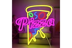 YUEYYNS Insegna al Neon Pizza Insegna luminosa per pizza luci al neon LED colorate per pizza, negozio, camera da letto, ristorante, cucina, feste, decorazione