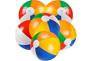 DIYDEC DTYDECLE 6 Stück 30cm Wasserball aufblasbar, Inflatable Beach Ball Bunte Strandball Aufblasbare Regenbogen Strand Spielzeug Ball für Sommer Wasser Pool Schwimmbad Spielzeug