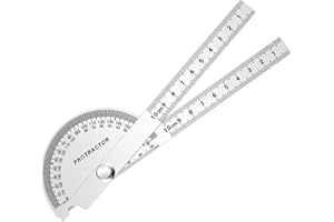 FEMONGY Transportador de Angulos 180° Transportador de Acero Inoxidable Regla de Goniómetro Ajustable Metalico Regla de Medición para Escuela Carpintero DIY Pintura Dibujo Marcado (100mm ambos brazos)