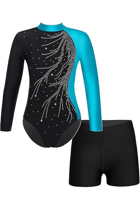Manyakai Enfant Fille Justaucorps Gymnastique Danse Strass Tenue De Gym