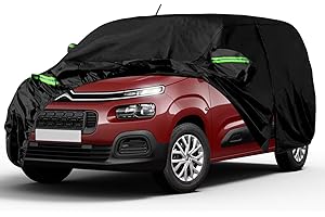 Opaltool Housse de Protection Voiture pour Citroen Berlingo 2018-2023, LWB Bâche Voiture Étanche avec Fermeture à Glissière, Serrure et Bandes Coupe-vent pour Protection Contre le Soleil, Neige, Pluie