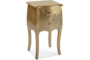 VERSA Cagliari Comodino Tavolino o ausiliario per la camera da letto o il soggiorno Cassettiera, con 2 cassetti, Misure (A x L x l) 71 x 35 x 40 cm, Legno, Colore Oro