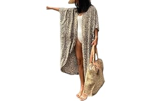 Bsubseach Copricostume da Bagno Kimono Lungo Aperto Davanti alla Moda Tie Dye Copricostume da Donna