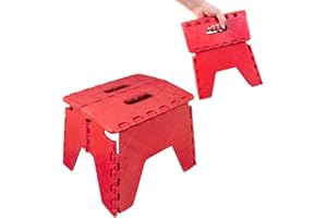 Anika 16750 Folding Step Stool / 22cm (8.7”) Tall / 200lbs Max Load / Ultra Durable / Kitchen, Bathroom, Office / Red Colour