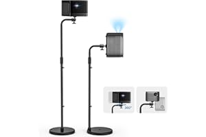 Jubor Stojak na projektor, uchwyt do statywu, obracany 360°, do większości modeli, regulacja wysokości 80-120 cm, uchwyt ścienny z wytrzymałą podstawą, do kina domowego, pokoju gier