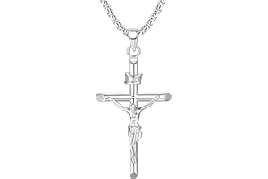 MILACOLATO 925 Sterling Silver Cross Necklace for Men Women Silver Crucifix Chain with Christian Cross Pendant - Classic Religious Jewelry for Everyday Wear