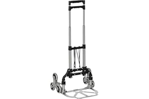 DURHAND Carrello Portapacchi a 6 Ruote max 70 kg con Fune e Maniglia Estraibile, Carrello Pieghevole in Alluminio, PP e TPR, 47x47x100 cm, Nero e Argento
