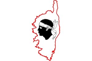 JVM - Autocollant sticker tuning pour voiture, boite à lettre, pc ordinateur portable laptop : (Rouge sur fond transparent, Lot de 2 - Corse île de beauté 12x6 cm)