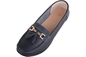 ABSOLUTE FOOTWEAR Womens Slip On Casual Leather Loafer Deck Boat Shoes Sandals