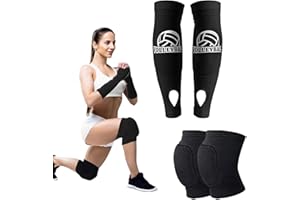 YARUJING Protezione Per La Pallavolo 1 Paio Manicotti Per Avambraccio Da Pallavolo + 1 Paio Ginocchiera Pal lavolo Con Imbottitura Protettiva Pal lavolo Accessori Manicotti Per Junior e Adulti