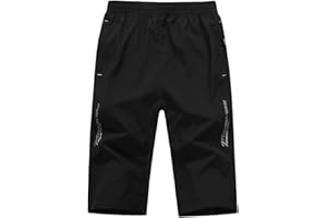 MakingDa 3/4 Length Shorts Men Casual Baggy Below Knee Cargo Three Quarter Long Shorts with Zip Pocket