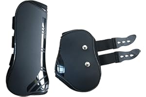 YUANZHOU Ghette Cavallo 4 Pezzi Equitazione Shock Shock Show Protezione delle Gambe Salto Equitazione Sport Tendine E Set di Stivali con Lucchetto,Black-L