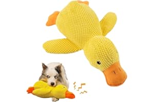 WEGLOK Juguete antiestrés para perros,1 Pieza,Juguete de peluche para perros grandes,juguetes chirriantes de pato,juguete suave para cachorros, forma de pato amarillo, para dentición, Juguetes para