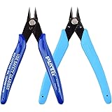 Wire Cutters, 2pcs Side Cutters Cable Cutters Precision Flush Cutters Wire Strippers Electrical Snips Electrical with Soft Gr