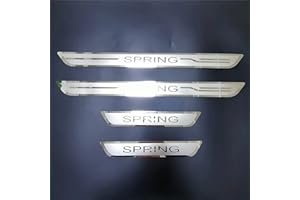 Eamily 4 Pièces Acier Inoxydable Protection De Seuil De Porte, pour Dacia Spring 2021 2022, RéSistant Anti-Rayures Voiture Plinthes Garnitures de Couverture de Seuil de Pédale