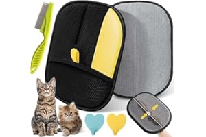 XINYUNXIN Brosse Anti Poils Animaux, Réutilisable Rouleau Poils Animaux, Brosse Poil Chat Chien, Pets Double-Sided Pet Grooming Gloves, Cat Dog Grooming Hair Remover Mitt Massage Deshedding Glove Brush (1PCS)