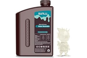 SUNLU Water Washable Resin 2KG,Fast Curing 3D Printer Resin for LCD DLP SLA Resin 3D Printers, 395 to 405nm UV Curing 3D Printing Liquid Photopolymer Resin, Low Shrinkage, High Precision, Clear