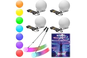 Vmxlso 4 Piezas LED POI Carioca Malabares, Bolas LED POI Spinners, Bolas LED Glow POI con Colores de Arco Iris y Efecto estroboscópico, Pelotas Malabares Luminosas para Principiantes y Profesionales