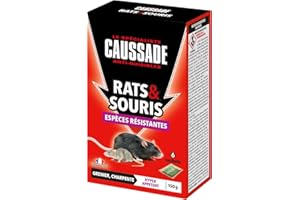 CAUSSADE Anti Rats & Souris - Efficacité Radicale - Lieux Secs - 6 Sachets Céréales - Prêt à l'emploi - Une Ingestion Suffit - Fabriqué en France - 150g CARSCBR150