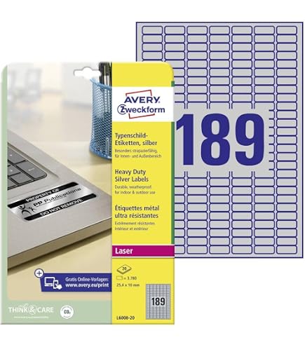 Avery L4737REV-30P – 30 Feuilles Étiquettes Amovibles 63,5 X 29,6 Mm – Sans Résidu Blanc